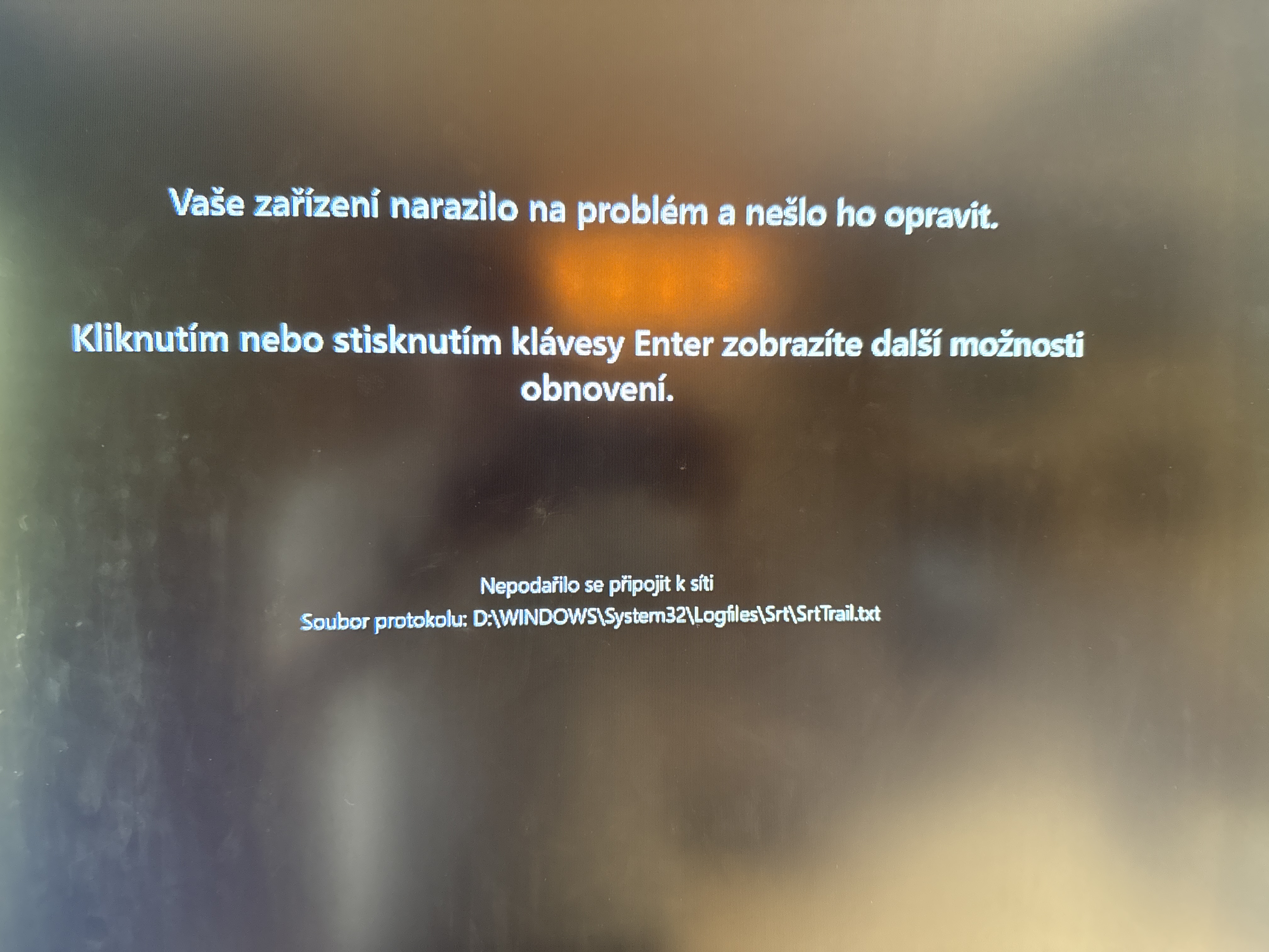 Windows pri vstupe hlásil, že zariadenie nedokázal opraviť.